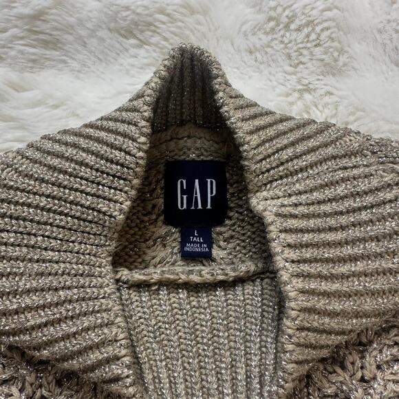 Gap Pointelle Mockneck Sweater in Gold and Brown - Picture 3 of 6